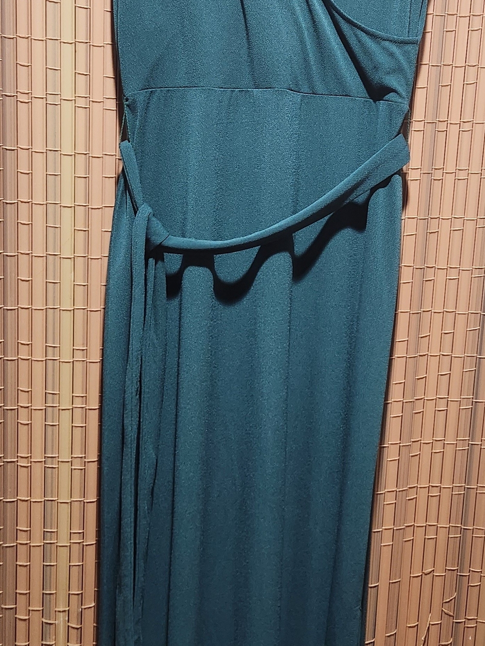 Leota Teal Sleeveless Maxi Dress with Waist Tie